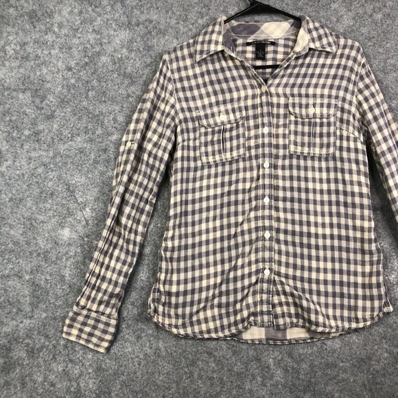 Lucky Brand Top Women's Small Long Sleeve Button Up Plaid Western Casual - Picture 2 of 7